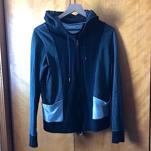 Calvin Klein Full Zip Knit Hoodie Black & Grey L